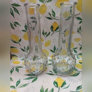 Pair of Hobnail Vintage E.O. Brody Clear 8 1/2” tall Vase Two Matching Vases